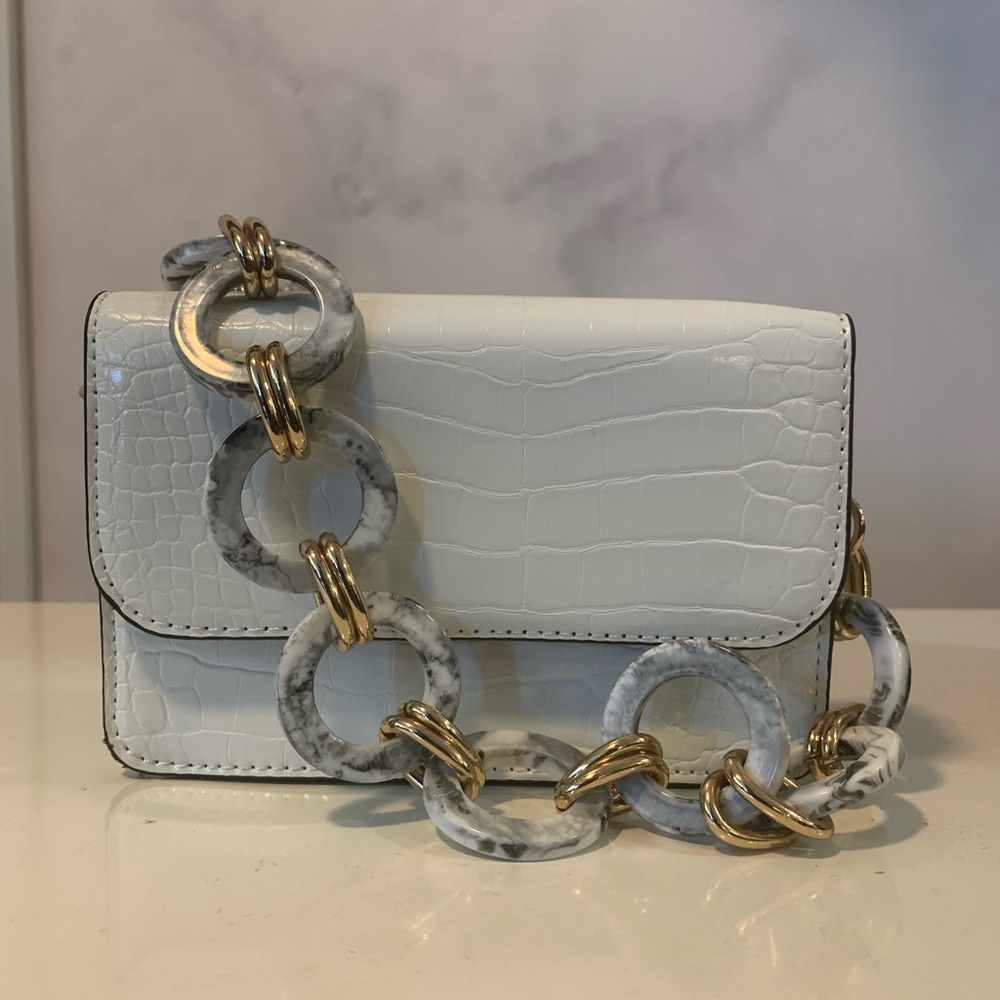 White Mini Bag with Statement Strap